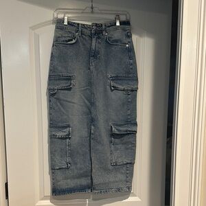 Pilcro Denim Cargo Maxi Skirt